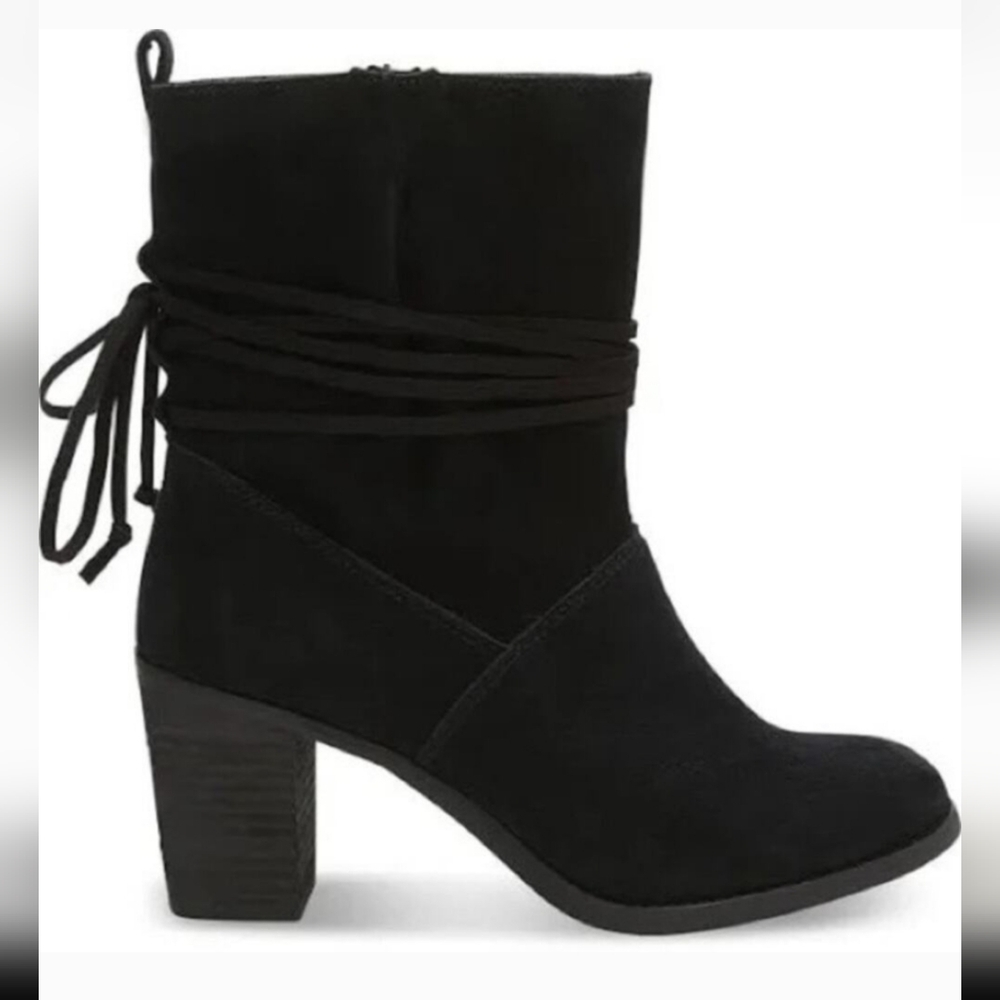 Toms Women's Mila Black Suede Wrap Around Boots Women 7.5
